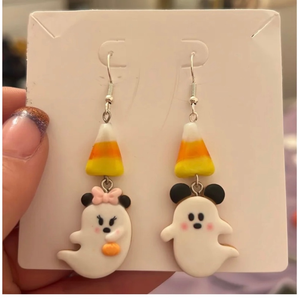 Handmade, Minnie and Mickey Ghost Earrings